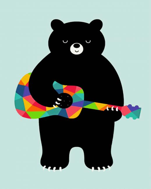 Black Bear Guitarist paint by number