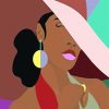 Black Women With Sunhat paint by numbers