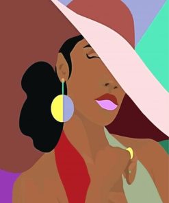 Black Women With Sunhat paint by numbers