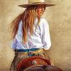Blonde Cowgirl Riding A Horse paint by numbers