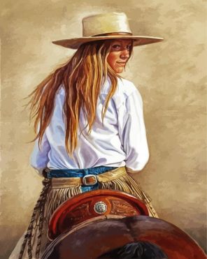 Blonde Cowgirl Riding A Horse paint by numbers