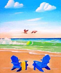 Aesthetic Blue Beach Chairs Art paint by numbers