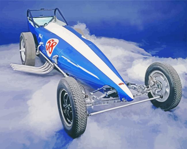 Blue Dragster Car paint by numbers