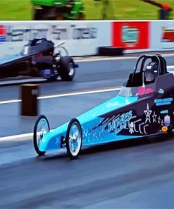 Blue Dragster Car In Race paint by numbers