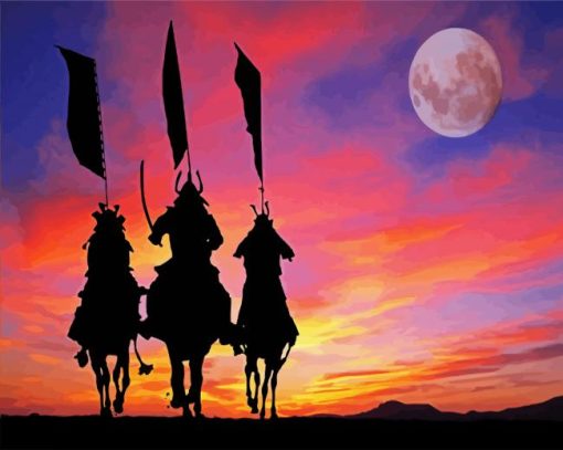 Brave Samurais Silhouette paint by numbers