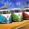 Colorful Volkswagen Campervans paint by numbers