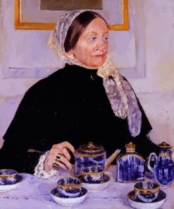 Aesthetic Cassatt Lady At Tea Table paint by numbers