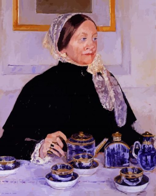 Aesthetic Cassatt Lady At Tea Table paint by numbers