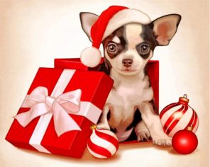 Cute Christmas Dog paint by number