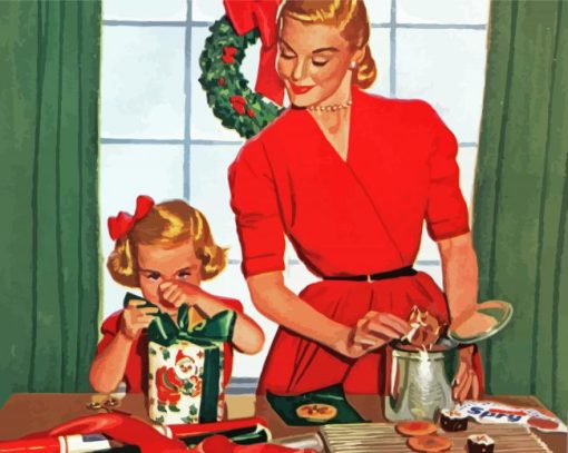 Christmas Mother And Daughter paint by number