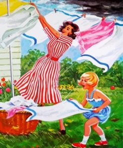 Clothes Drying On A Windy Day paint by number