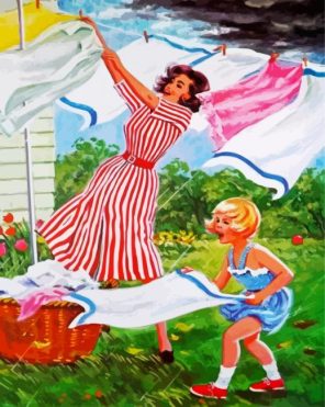 Clothes Drying On A Windy Day paint by number