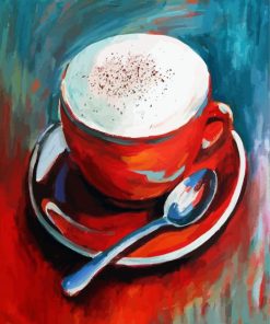 Aesthetic Red Cup Of Coffee paint by numbers
