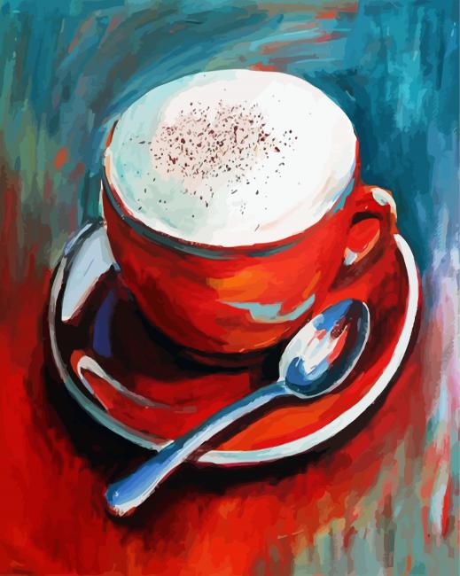Aesthetic Red Cup Of Coffee paint by numbers