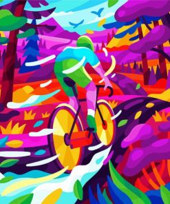 Colorful Cyclist Illustartion paint by numbers