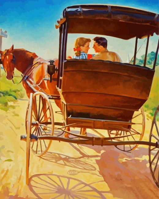 Cute Couple In Carriage paint by numbers