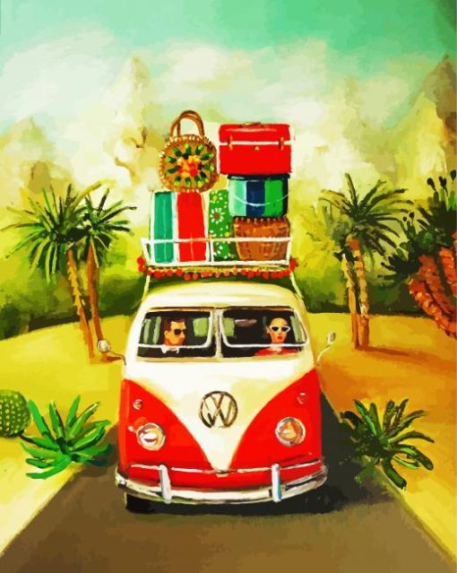 Couple In Volkswagen Van paint by numbers