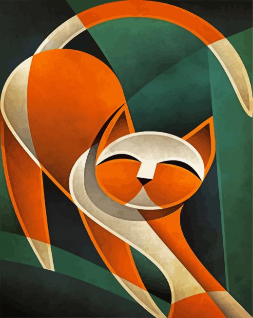 Aesthetic Cubism Cat Art paint by numbers