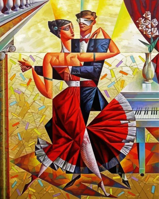 Aesthetic Cubism Couple Dancing paint by numbers