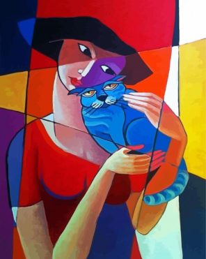 Aesthetic Cubism Woman And Cat paint by numbers