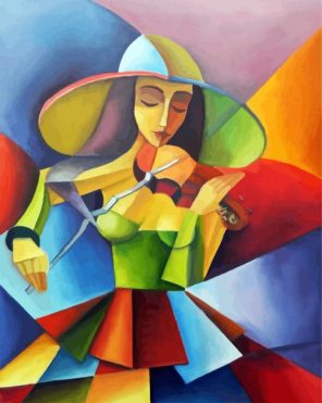 Aesthetic Cubism Musician Woman paint by numbers