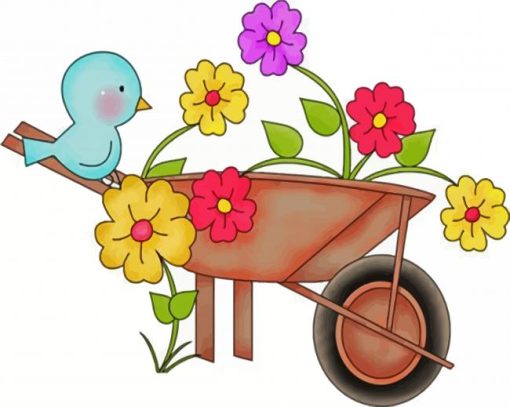 Cute Wheelbarrow With Flowers paint by numbers