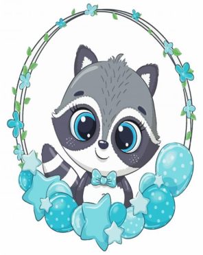 Cute Baby Grey Raccoon paint by numbers