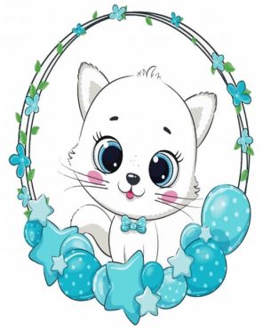 Cute Baby White Cat paint by numbers