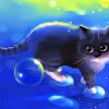 Cute Black Cat Animal Animation paint by numbers