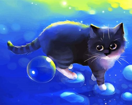 Cute Black Cat Animal Animation paint by numbers