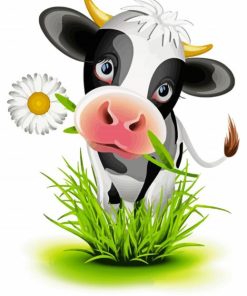 Adorable Cow With Flower paint by numbers