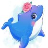 Adorable Dolphin With Flower paiint by numbers