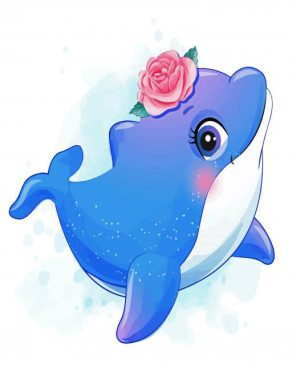 Adorable Dolphin With Flower paiint by numbers