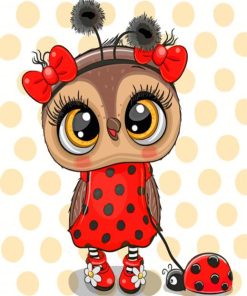 Adorable Cute Owl Bug paint by numbers