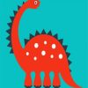 Adorable Red Diplodocus Dinosaur paint by numbers
