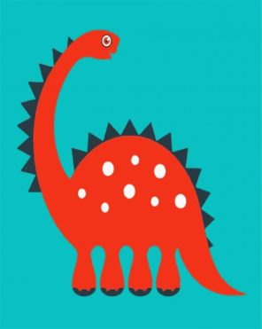 Adorable Red Diplodocus Dinosaur paint by numbers