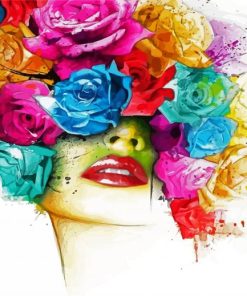 Floral Colorful Lady paint by number