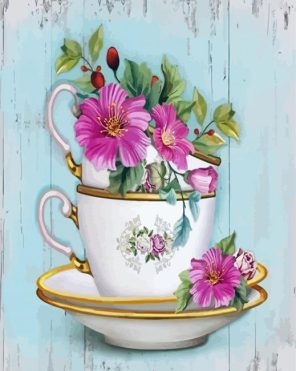 Aesthetic Flowers In A Cup paint by numbers