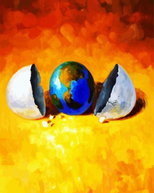 Globe Earth Egg Art paint by numbers