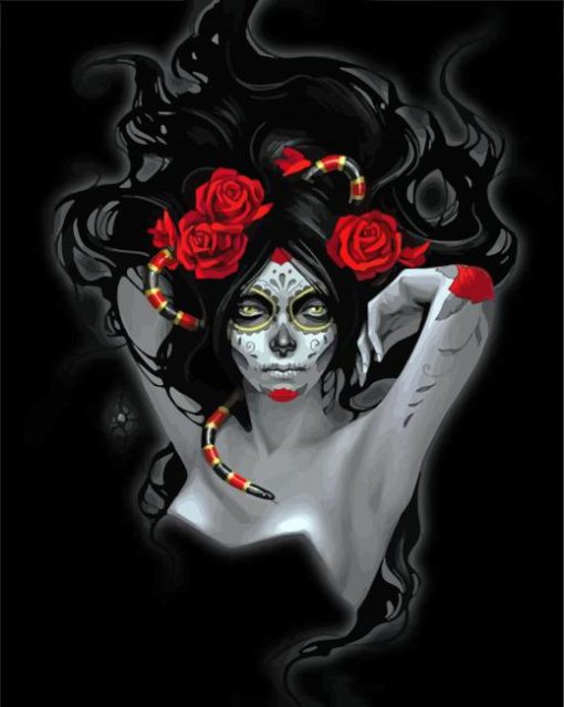 Aesthetic Gothic La Calavera Catrina paint by numbers
