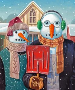 Gothic Snowman Couple Art paint by numbers