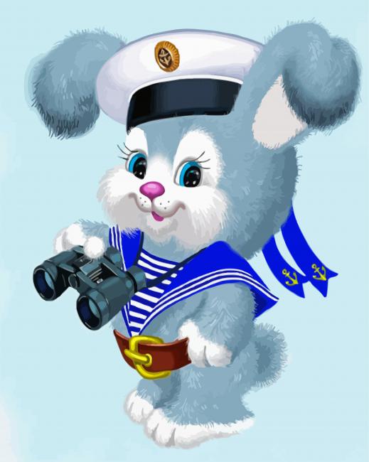 Adorable Grey Bunny Sailor paint by numbers
