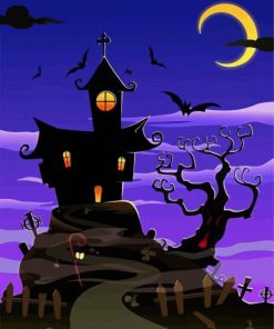 Aesthetic Halloween House Silhouette paint by numbers