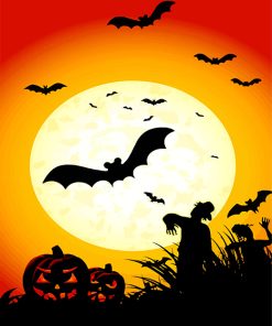 HalloweEen Bats Silhouette paint by numbers