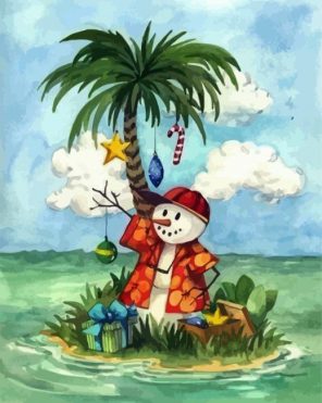 Hawaiian Snowman In Small Island paint by numbers