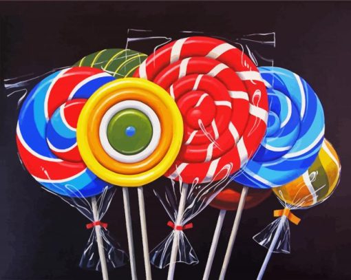 Lollipops Candies Food paint by numbers