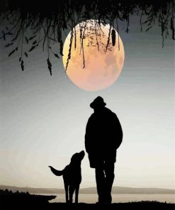Aesthetic Man And Dog Silhouette paint by numbers