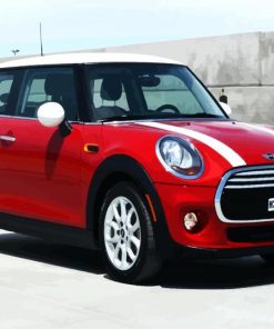 Aesthetic Red Mini Couper Car paint by numbers