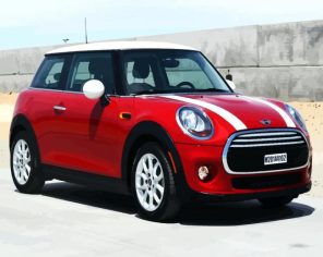 Aesthetic Red Mini Couper Car paint by numbers