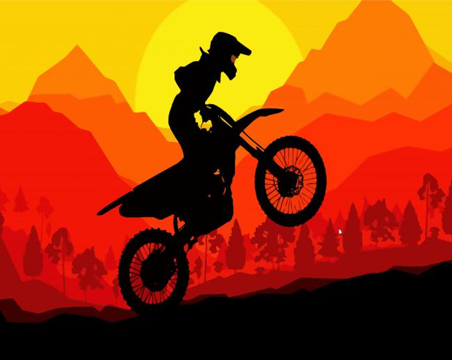 Motocross Sport Silhouette paint by numbers